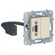Розетка HDMI SE Unica NEW, бежевый