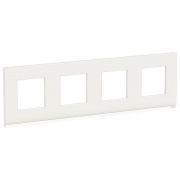 Рамка Unica Pure 4 поста горизонтальная, белое стекло/белый