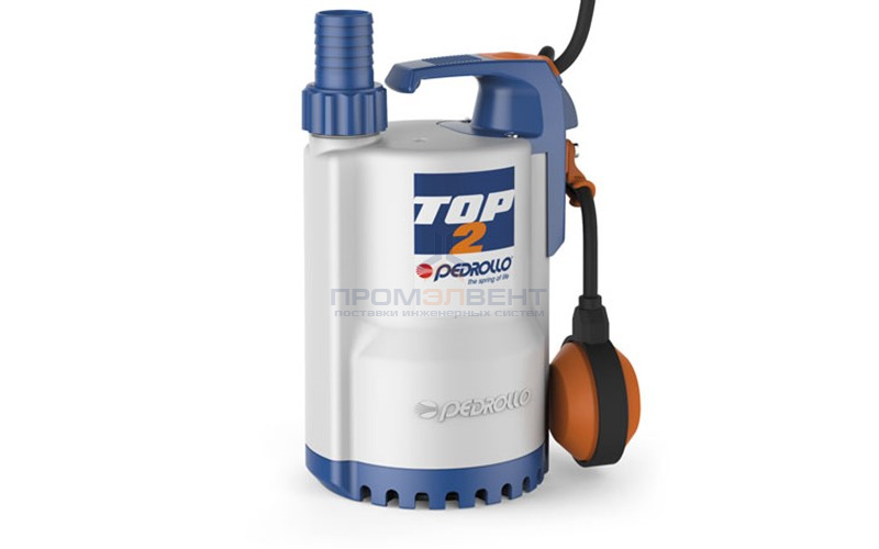 Насос дренажный Pedrollo TOP 2 - 0,37 кВт (1x220/240 В, Qmax 220 л/мин, Hmax 8 м, кабель 5 м)