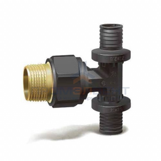 Тройник с переходом на наружную резьбу Varmega Slide-fit - 20 x 3/4" (для труб из сшит.полиэт)