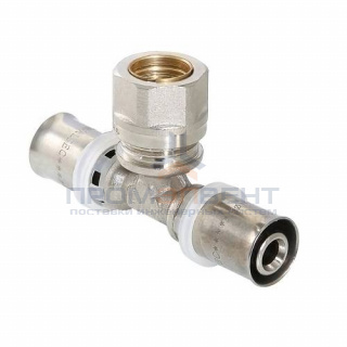 Тройник с переходом на обжимное соединение VALTEC VTm.233.I - 16 x 15 x 16 (прессовой, для м/п труб)