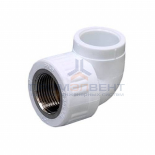 Переход на внутреннюю резьбу угловой Fusitek - 25 x 3/4" (для полипропиленовых труб, цвет белый)