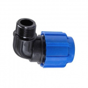 Переход на наружную резьбу угловой Политэк - 32 x 3/4" (винтовой, для труб ПНД)