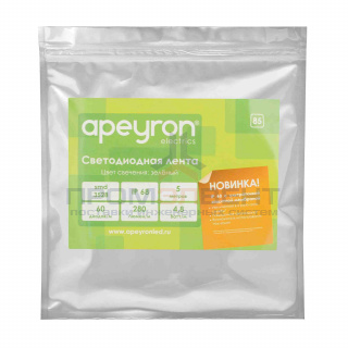 00-85 Светодиодная лента, 12В, 4,8Вт/м, smd3528, 60д/м, IP67(НАНО), ширина подложки 8мм, 5м, зеленый