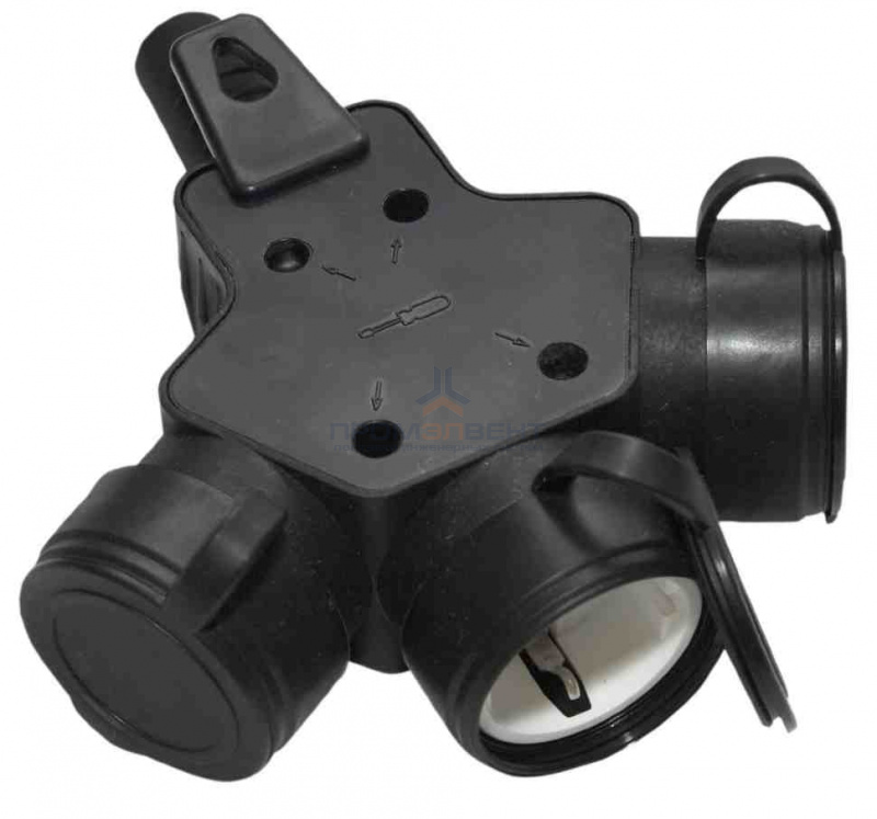 РА16-003 Розетка на 3 гнезда переносная с заземлением, материал-каучук 250В 16А (до 4кВт) IP44