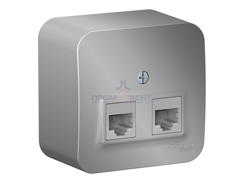 Розетка 2-ая компьютерная RJ45 кат.5E Blanca Schneider Electric алюминий изол.пластина