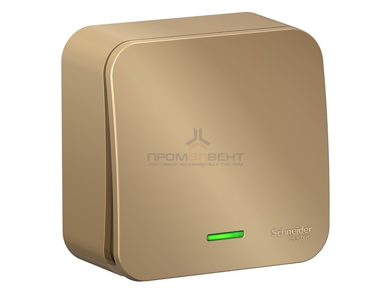 Выключатель 1-клавишный с подсветкой (cх.1) Blanca Schneider Electric 10А 250В титан изол.пластина