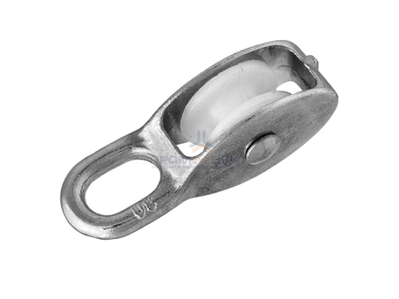 Блок для троса одинарный 20мм нейлоновый шкив (трос 6мм) оцинкованный