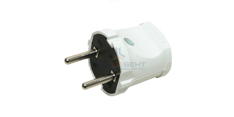 Вилка Makel 6А без заземления белая