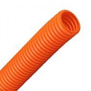 Труба ПНД гофрированная DKC д.50мм, лёгкая  с протяжкой, цвет оранжевый [бухта 15м]
