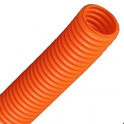 Труба ПНД гофрированная DKC д.32мм, тяжёлая с протяжкой, цвет оранжевый [бухта 25м]