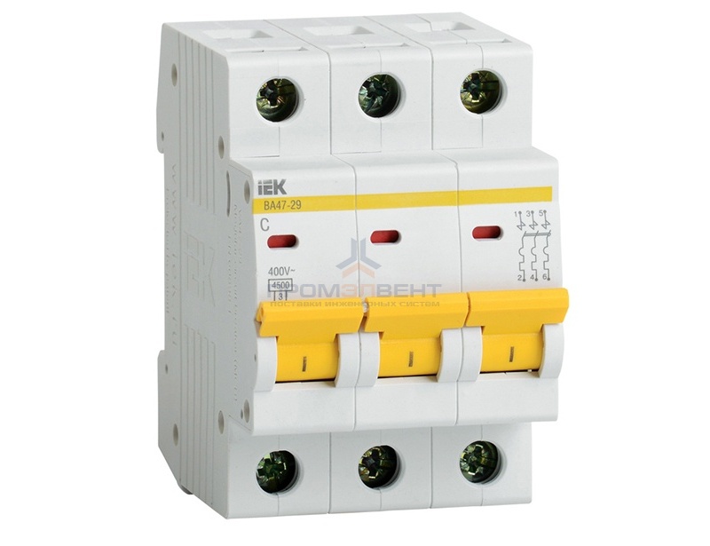 Автоматический выключатель ВА47-29 3Р 50А 4,5кА характеристика С ИЭК (автомат)