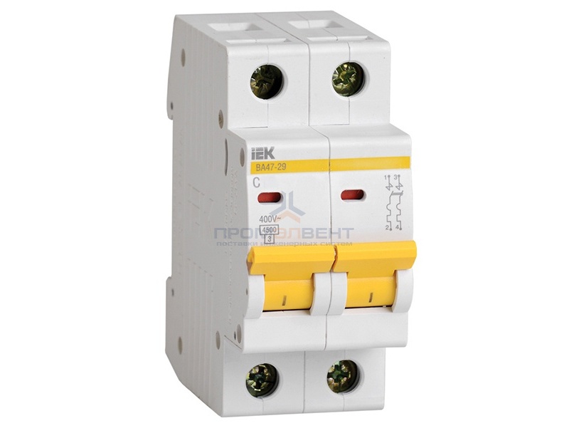 Автоматический выключатель ВА47-29 2Р 50А 4,5кА характеристика С ИЭК (автомат)